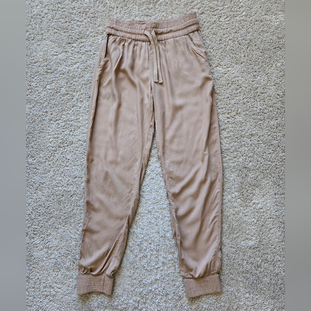 Sunday Best Joggers Pants Womens S Tan Lightweight Rayon